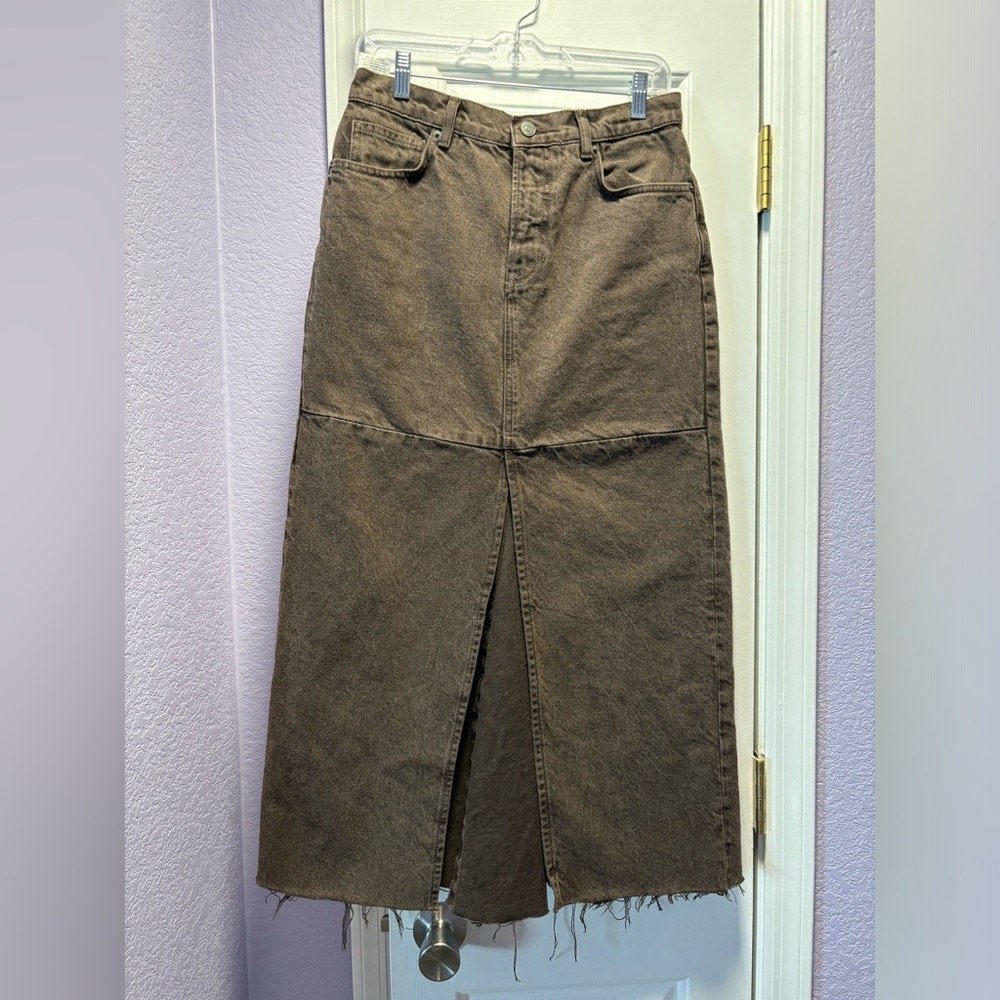 Reformation Tazz maxi denim skirt (brown) size 27